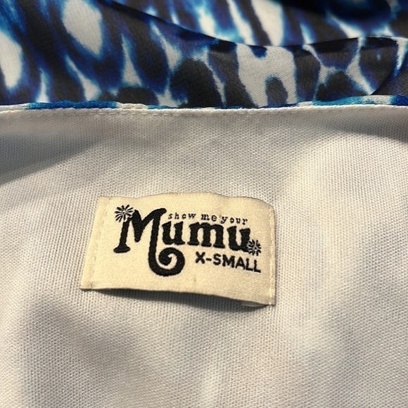 Show Me Your Mumu Blue & White Print Mini Dress Sz-XS - Picture 7 of 7